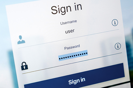 image of a computer screen with sign in user name and password